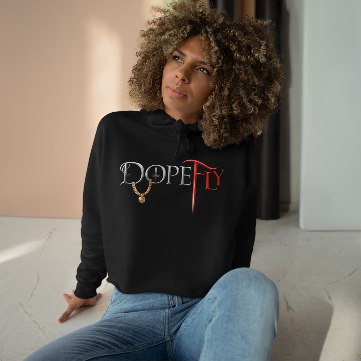 Dopefly World Crop Hoodie