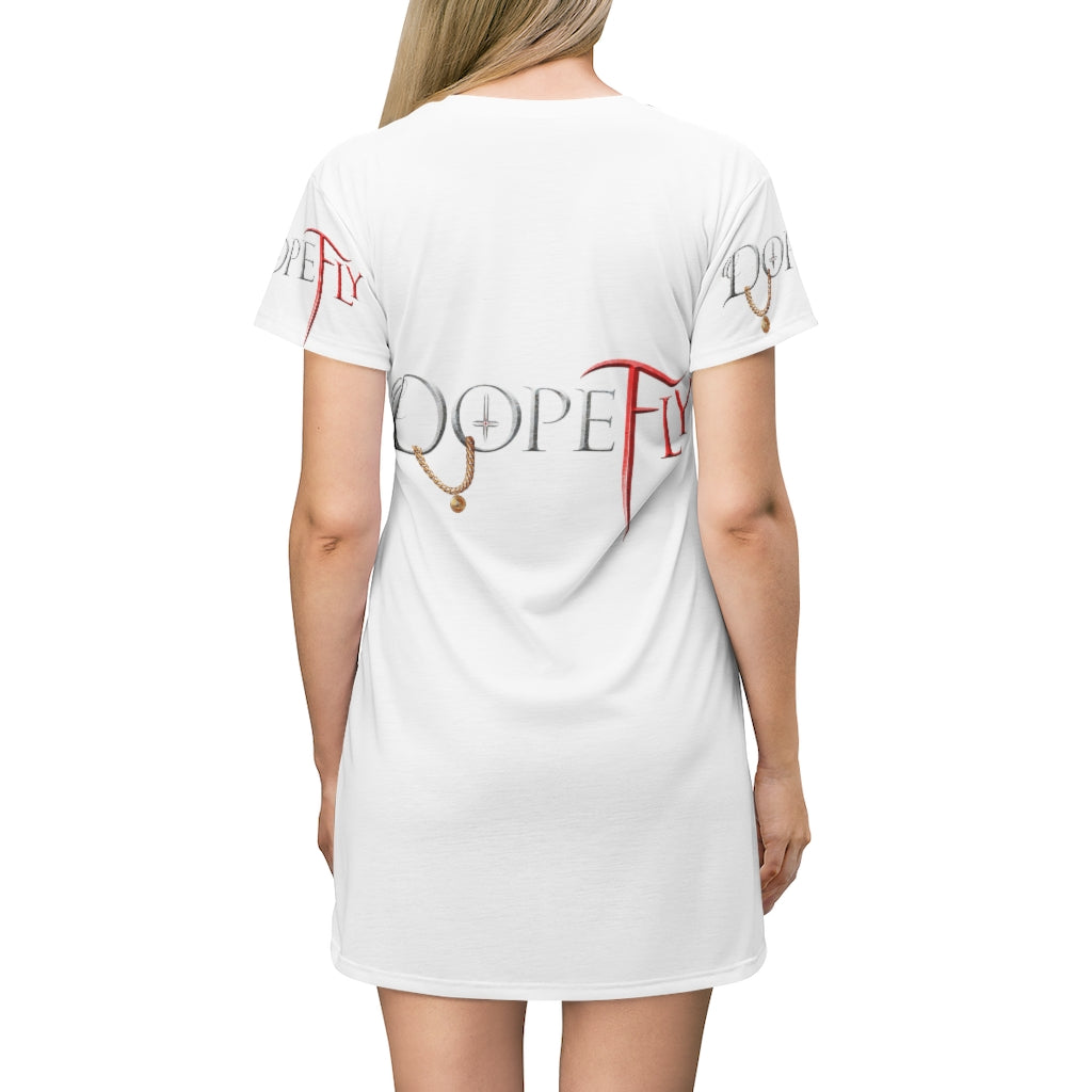 Dopefly World All Over Print T-Shirt Dress