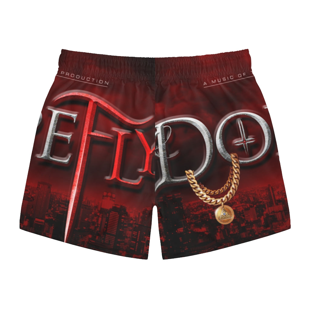 Dopefly World Swim Trunks Red