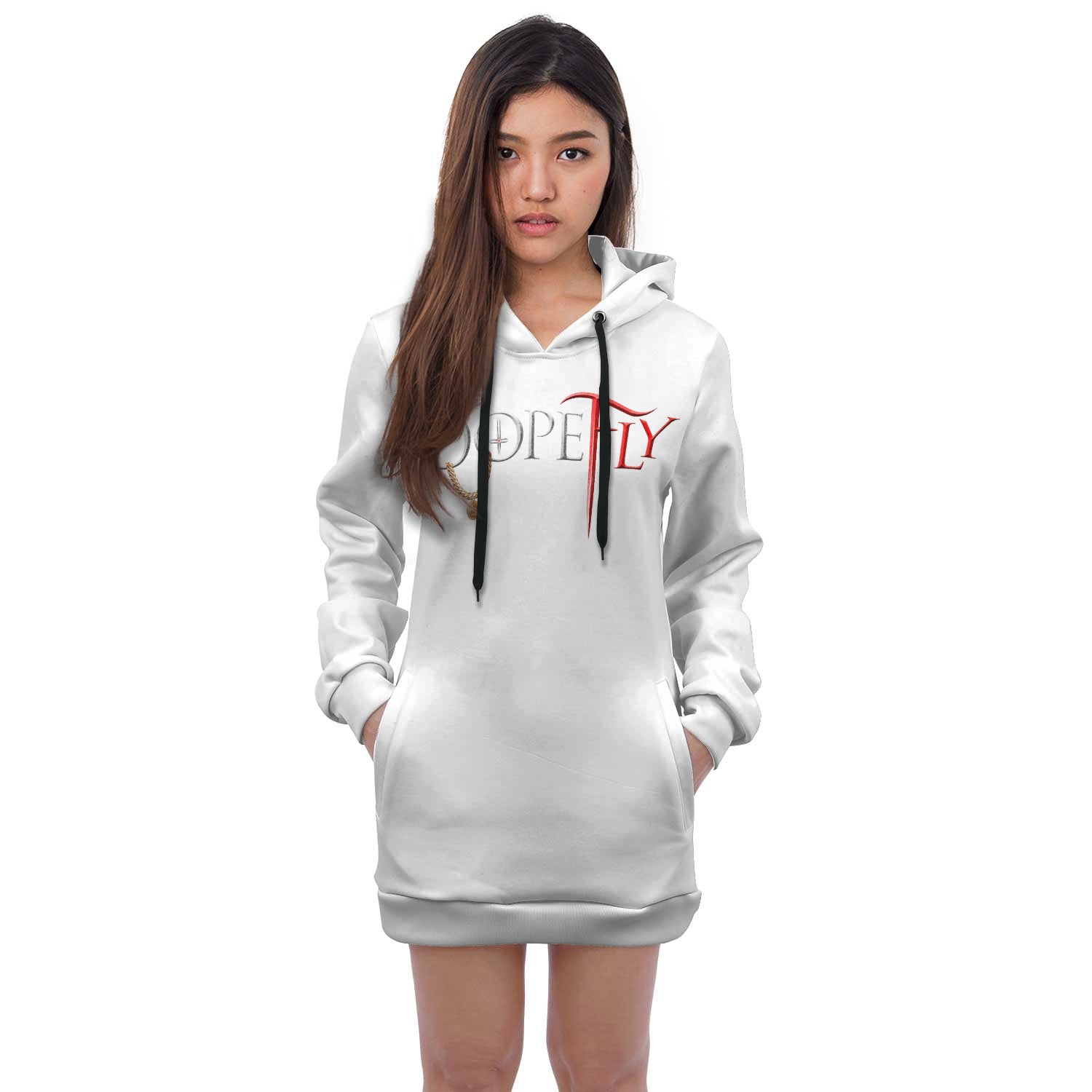 AOP Hoodie Dress White