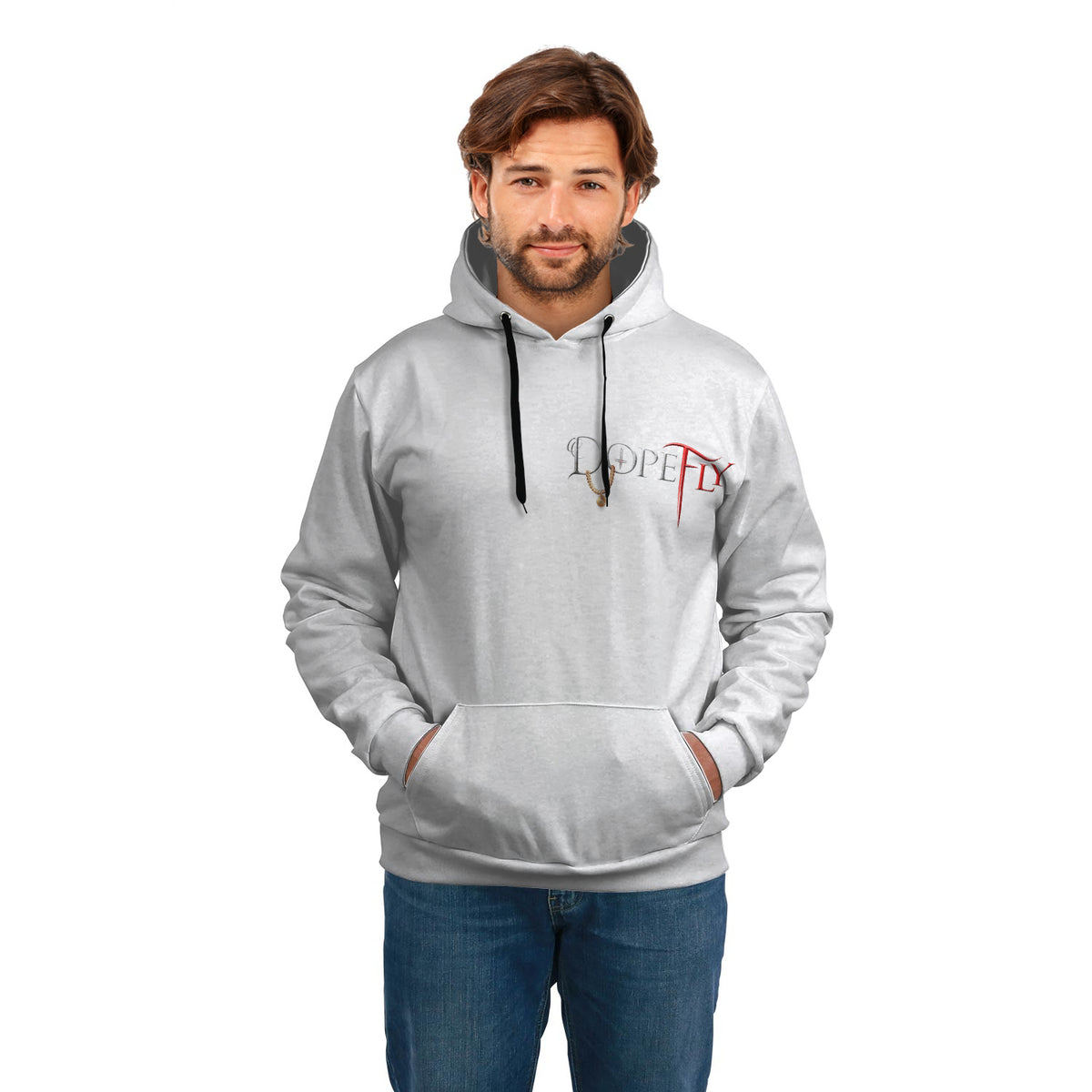 AOP Front Pocket Hoodie White