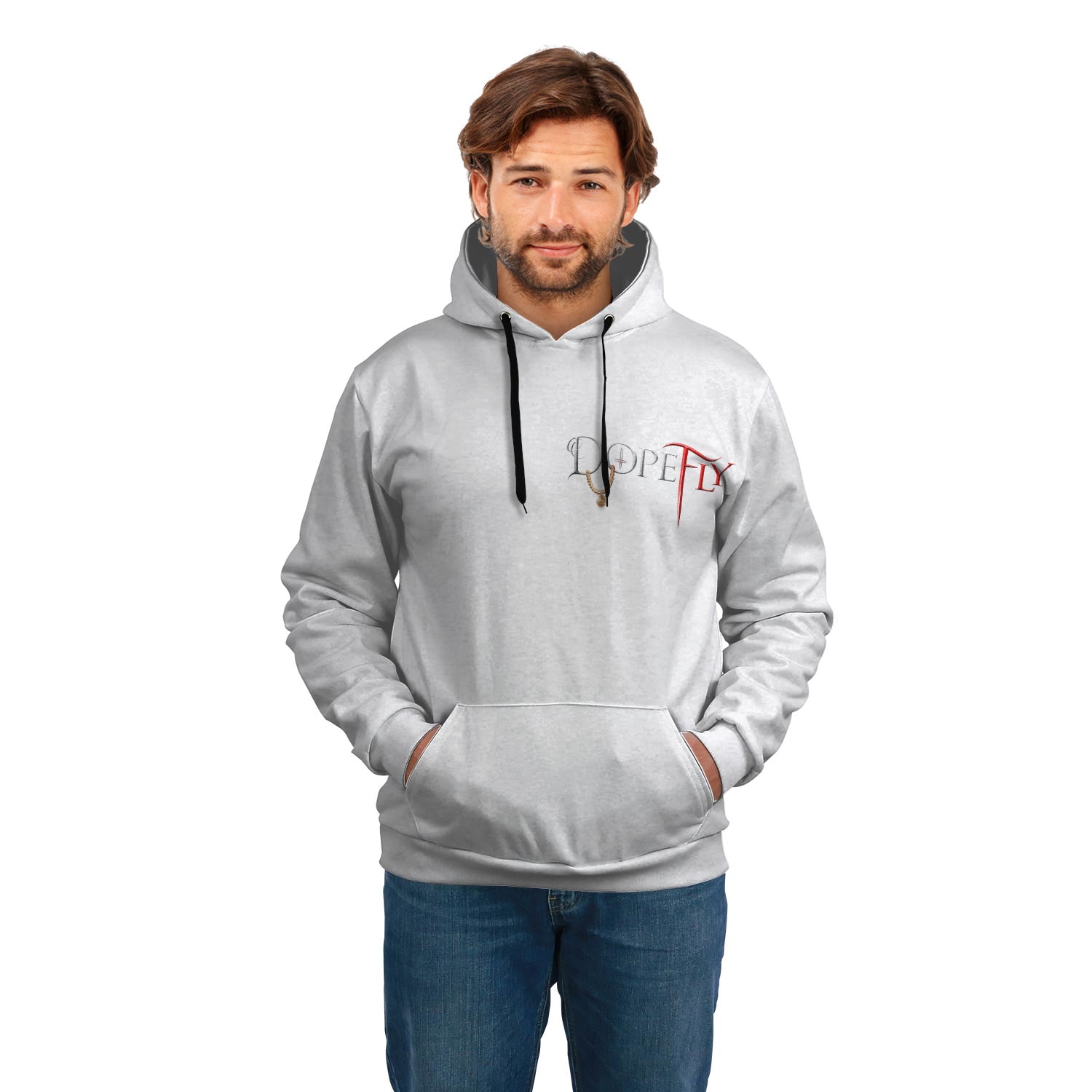 AOP Front Pocket Hoodie White