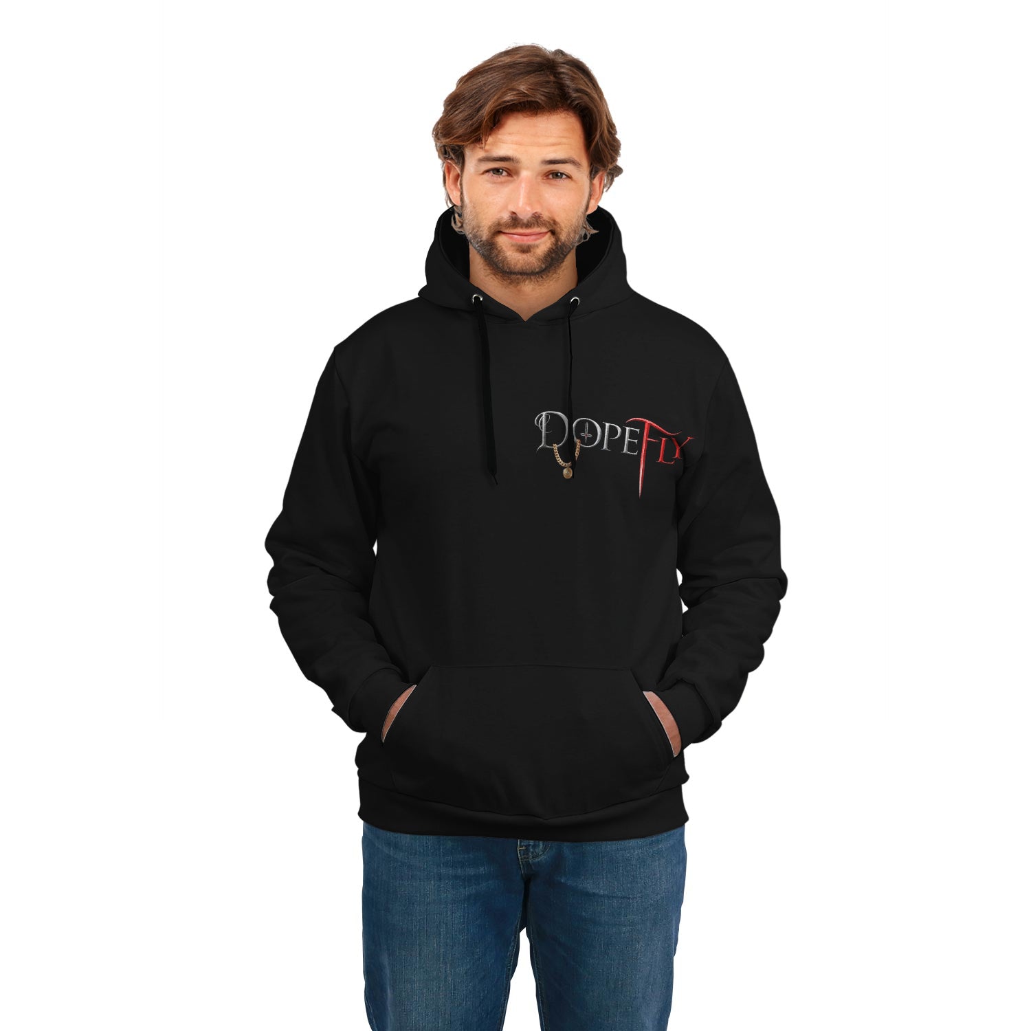 AOP Front Pocket Hoodie Black