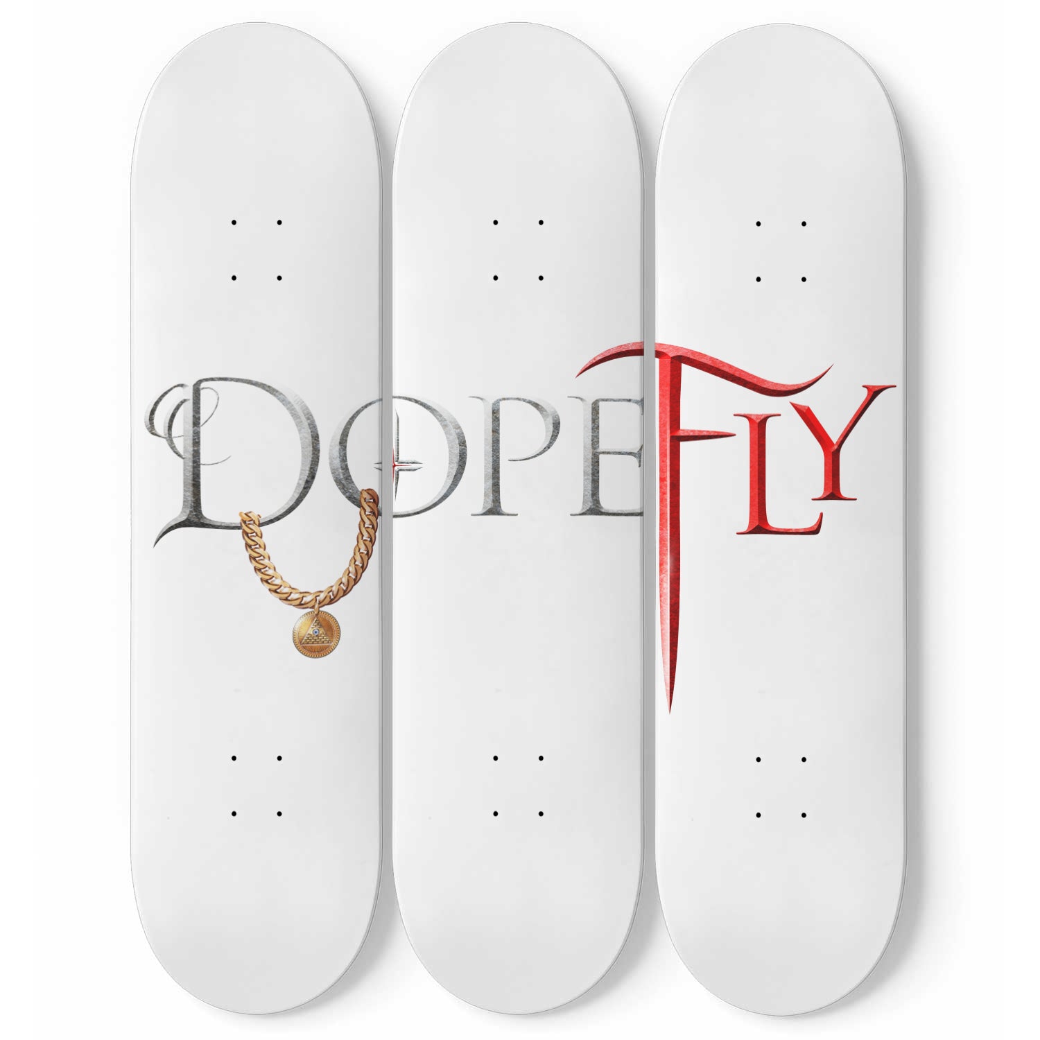 3 Skateboard Wall Art White