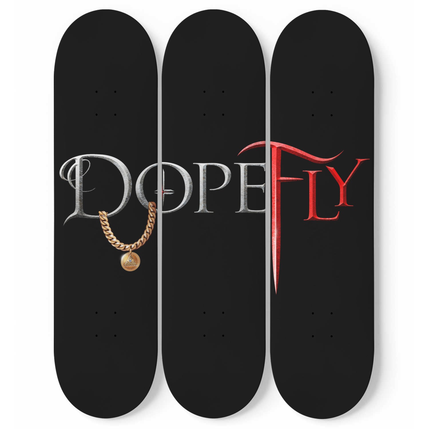 3 Skateboard Wall Art Black