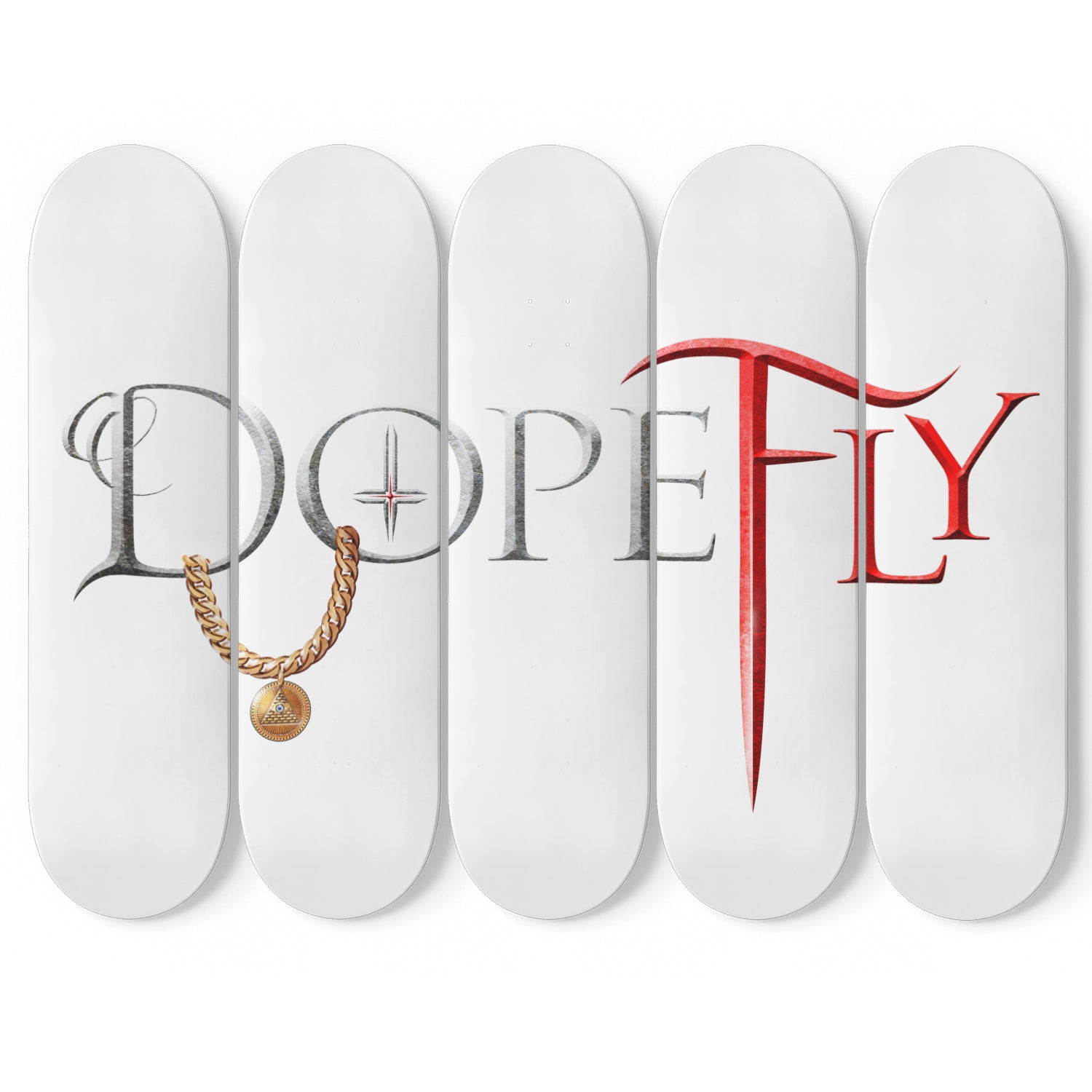 5 Skateboard Wall Art White