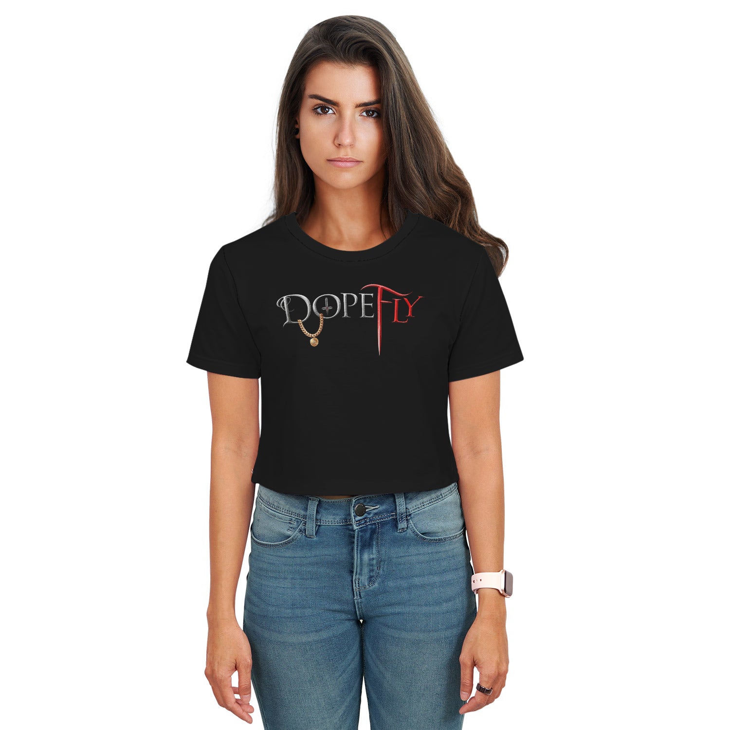 AOP Crop T-Shirt Black