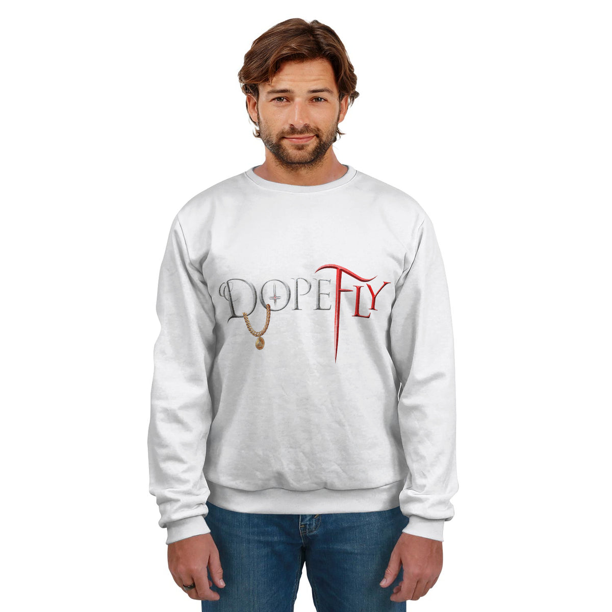 AOP Crew Sweatshirt White