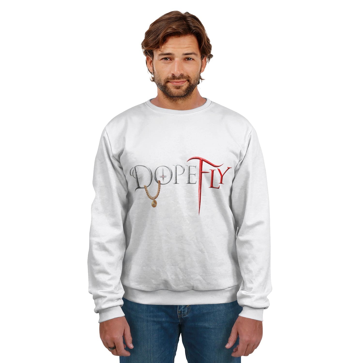 AOP Crew Sweatshirt White