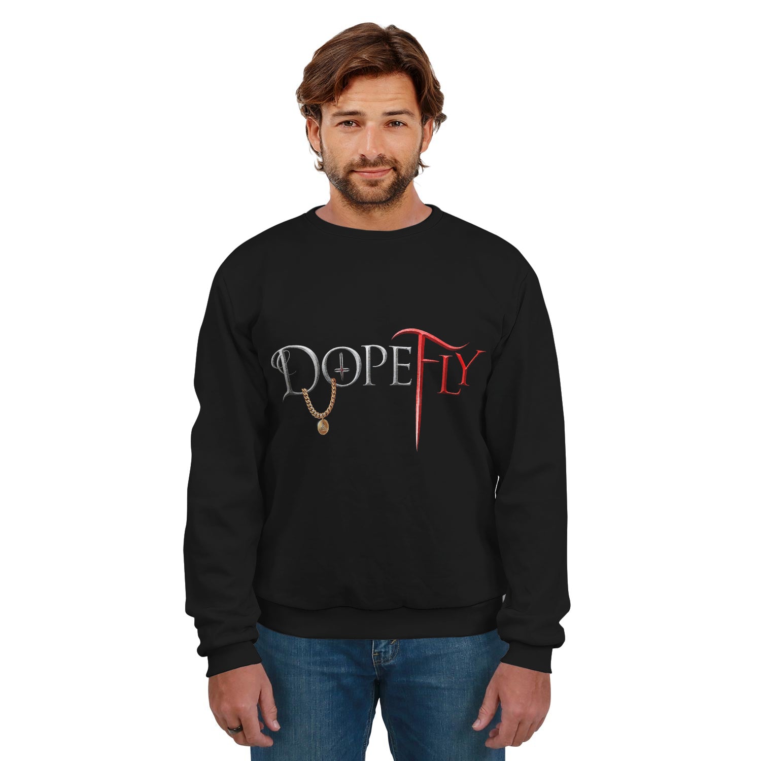 AOP Crew Sweatshirt Black