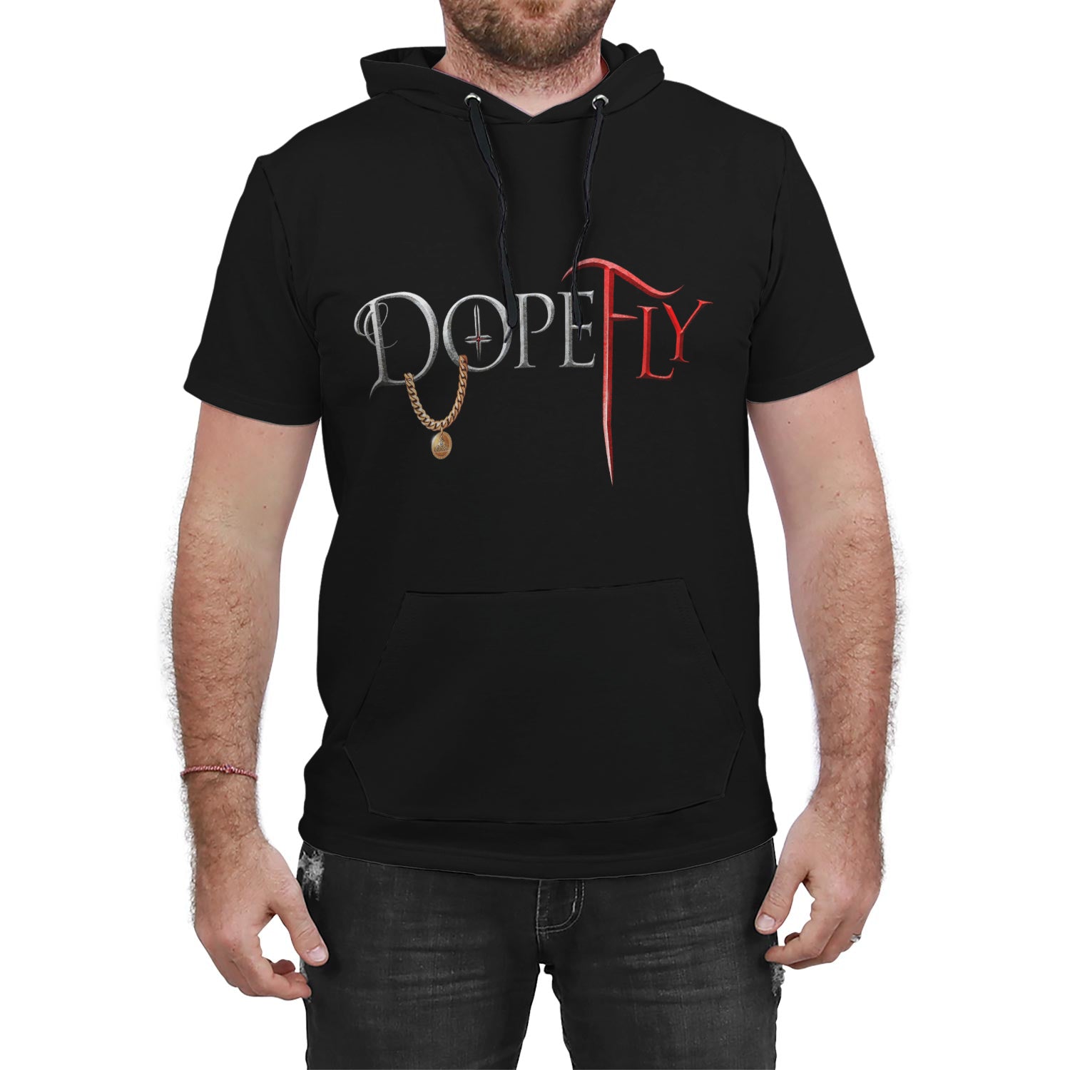 AOP Hooded T-Shirt Black