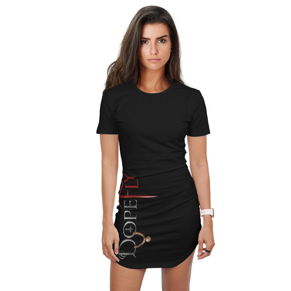 AOP T-Shirt Dress Black