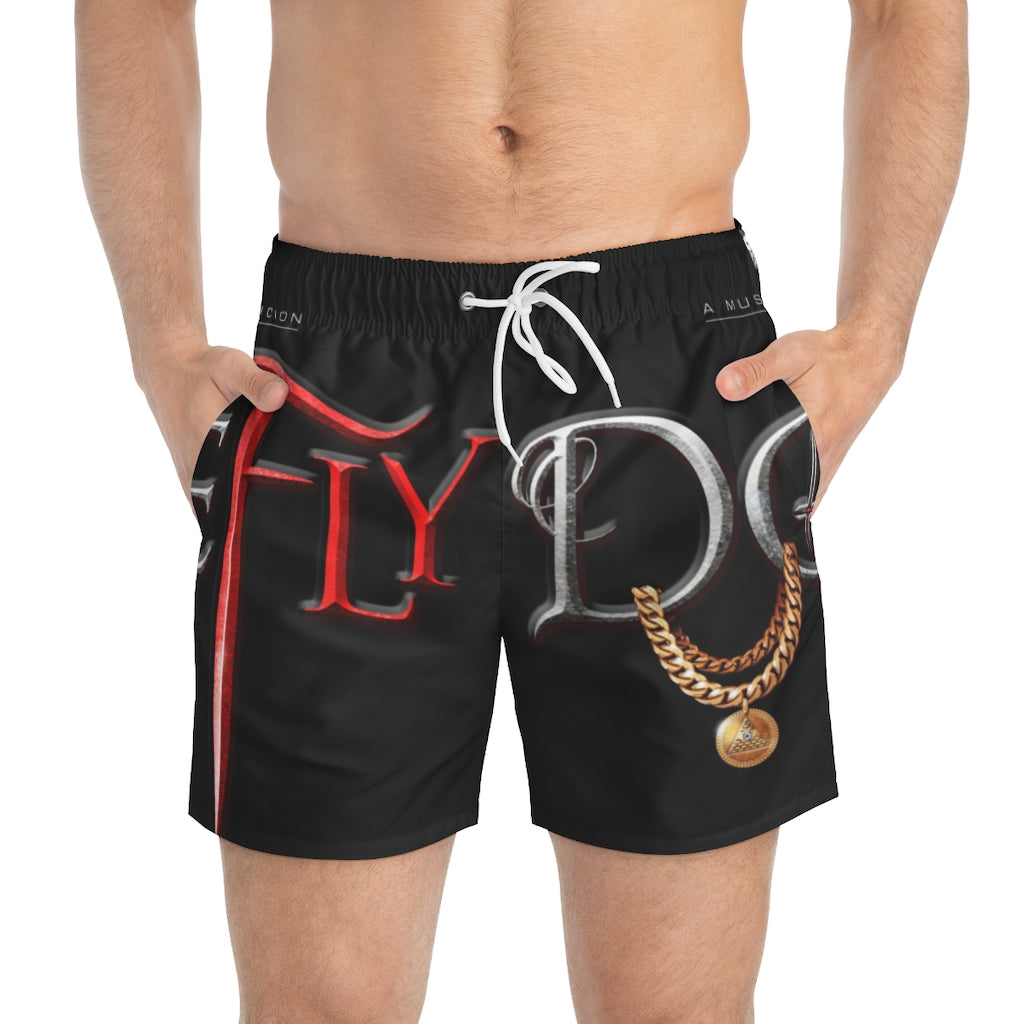 Dopefly World Swim Trunks Black