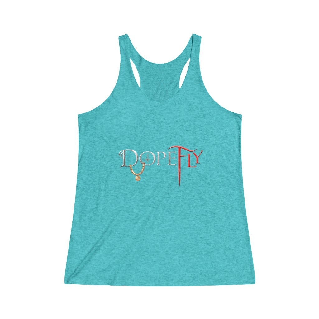Dopefly World Women&#39;s Tri-Blend Racerback Tank