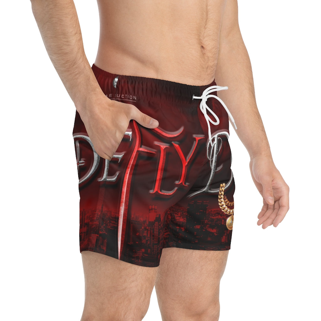 Dopefly World Swim Trunks Red